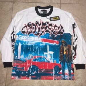 Graphic Long Sleeve Tee - White and Blue